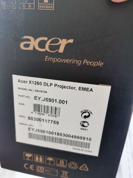 Videoproiector Acer 1260 DLP-2000lumen + ECRAN PROIECTIE 180cmx180cm
