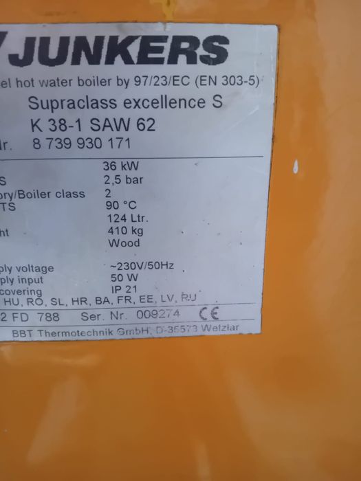Vand centrala pe lemne Junkers Supraclass Excellence S 36KW