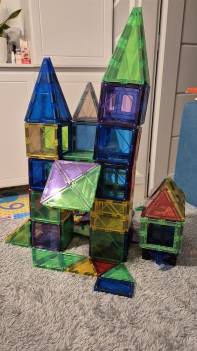 Magnetic tiles 3D  - 120 piese magnetice patrat 7.5cm, conform UE