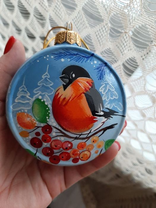 Игрушка ёлочная "Снегирь на рябине"