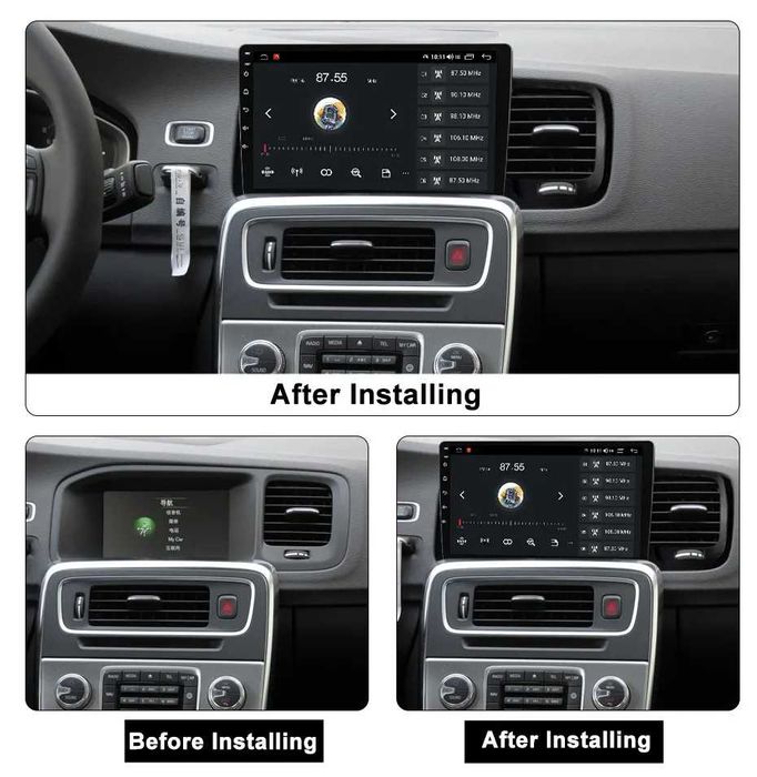 Navigatie Android 14 Volvo S60 V60 2008 - 2018 1/8 Gb CarPlay + CAMERA