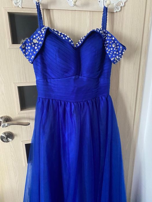 Rochie eleganta de seara, lungă, tul paiete, mărimea S, purtată o dată