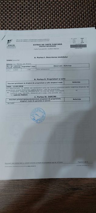 Teren de vanzare oras Rasnov judet Brasov 2500mp