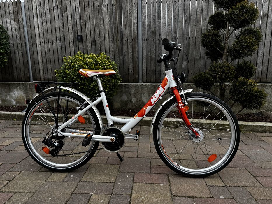 Bicicleta KTM 24" Wild Cat alb/portocaliu 35 cm
