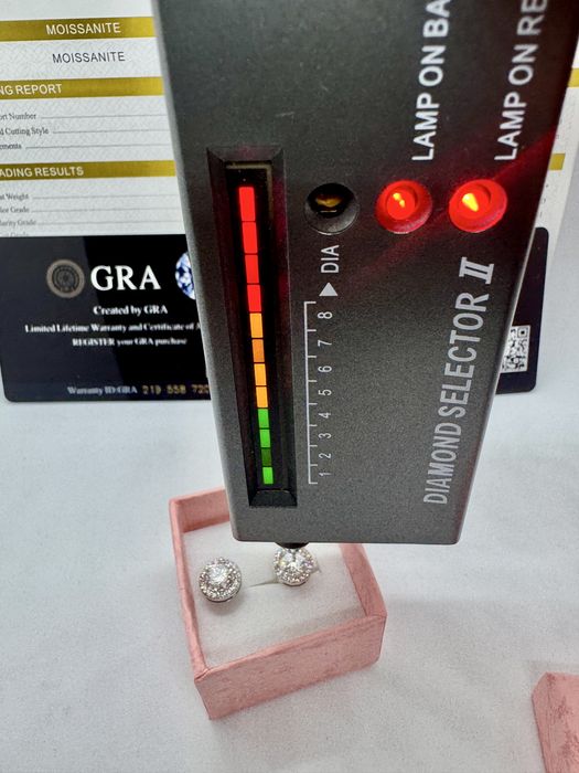 Сребърни обеци с мойсанит (Диамант) 1 карат