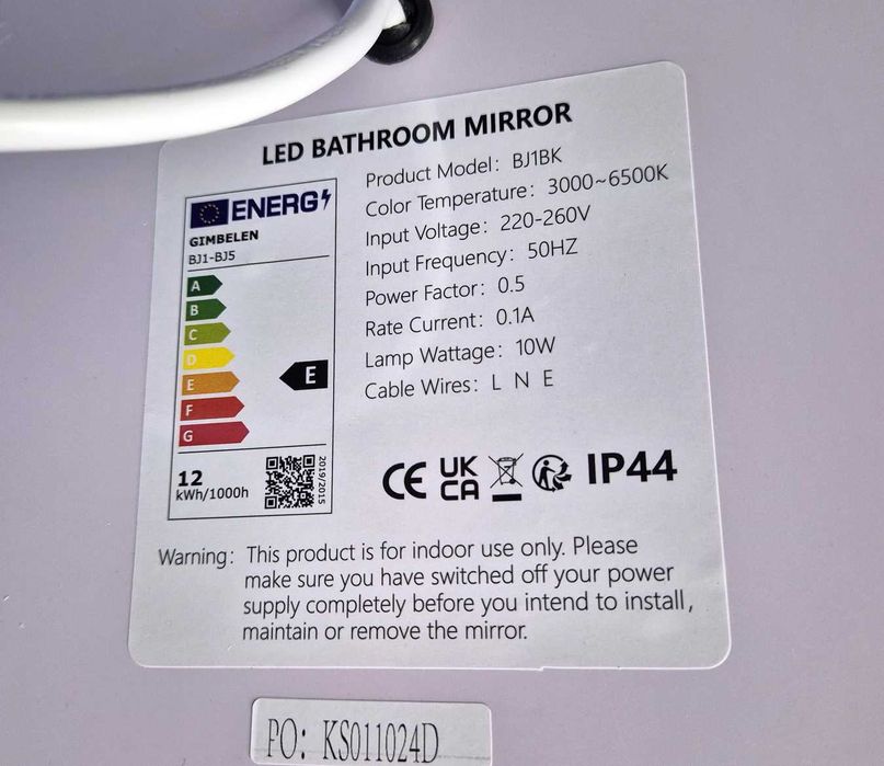 Огледало за баня с осветление 50 см кръг