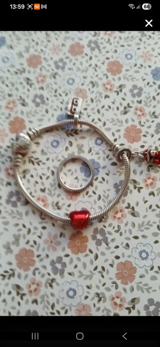 Bratara  si inel Pandora si  cercei argint