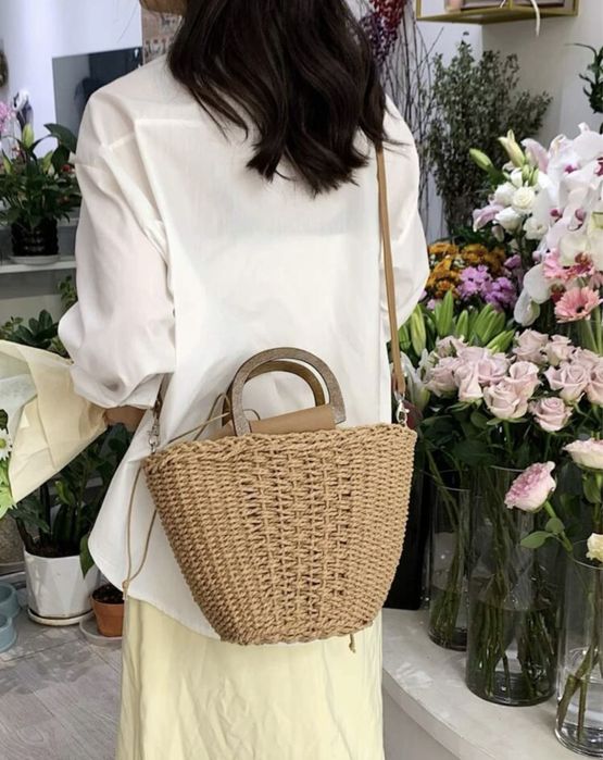 Лятна сламена Чанта Love baby