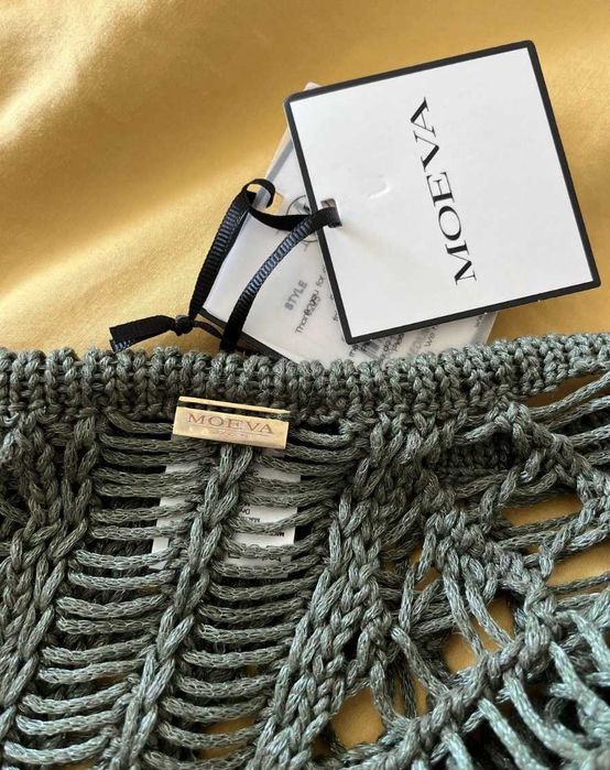 MOEVA London оригинална мини плажна рокля плетиво в зелен цвят