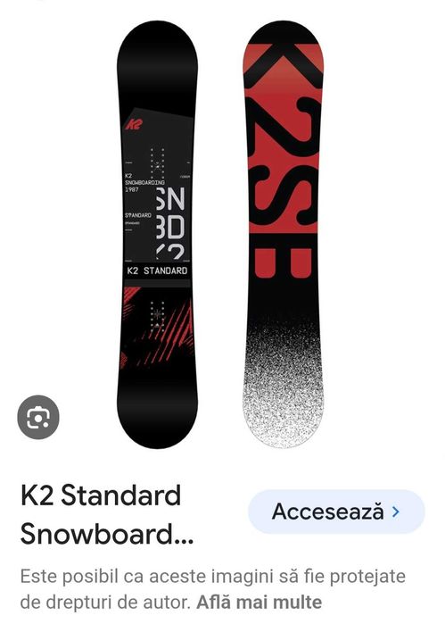 Placa snowboard K2 STANDARD noua  +  Legaturi snowboard K2 SONIC noi