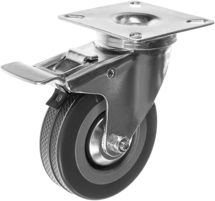 Set 4 roti pivotante cu frana cauciuc silentioase rotatie 360° 7.5 cm