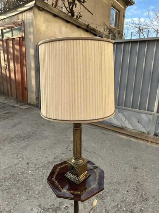 Винтидж лампа с месинг и дърво – френски стил, 60–70-те години