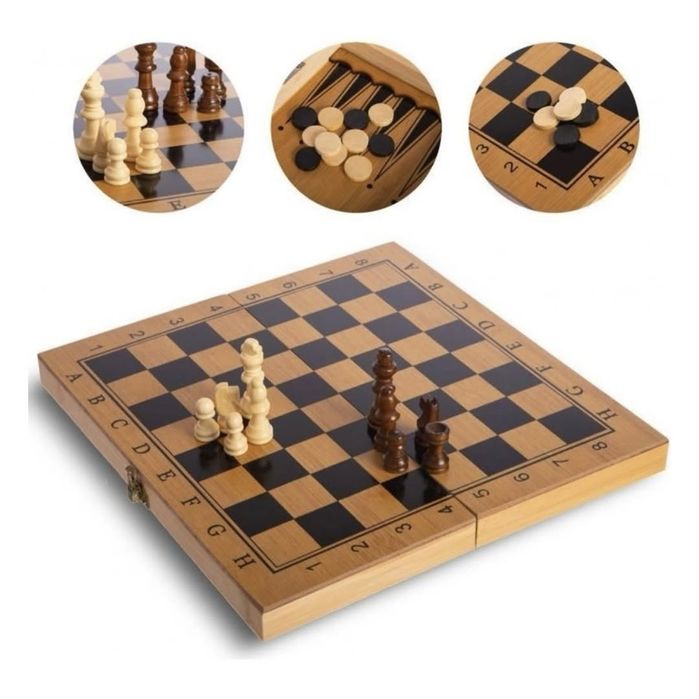 Настольная игра в подарок Шахматы 3в1 (деревянные) 48×48