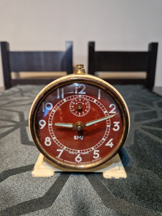 Рядък антикварен колекционерски френски будилник SMI