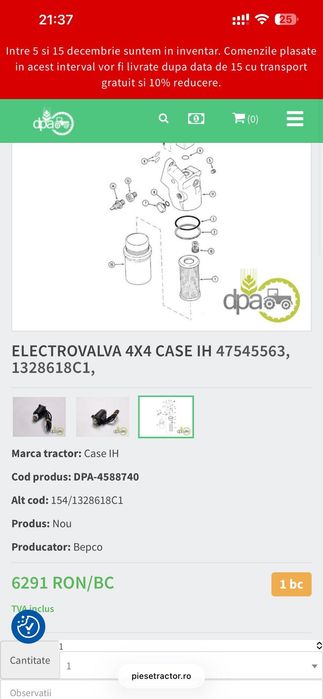 Electrovalva cuplare 4x4 Case 845XL