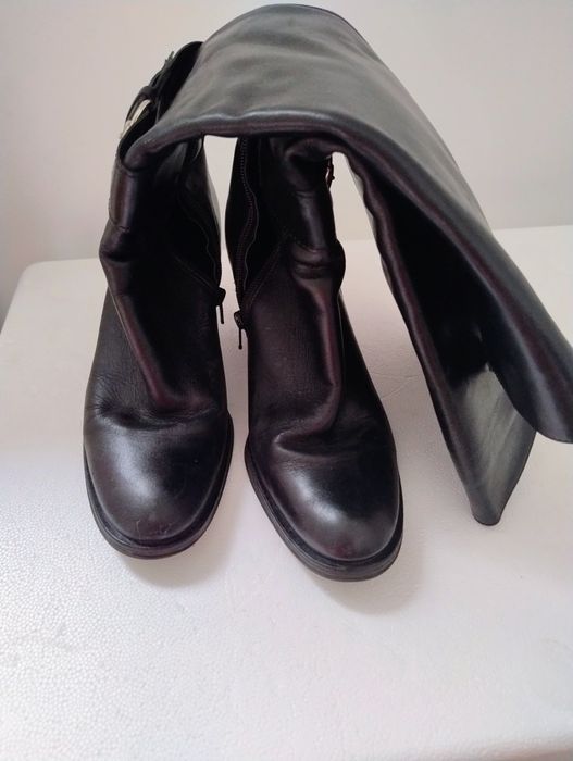 Cizme din piele, cu toc de 8 cm