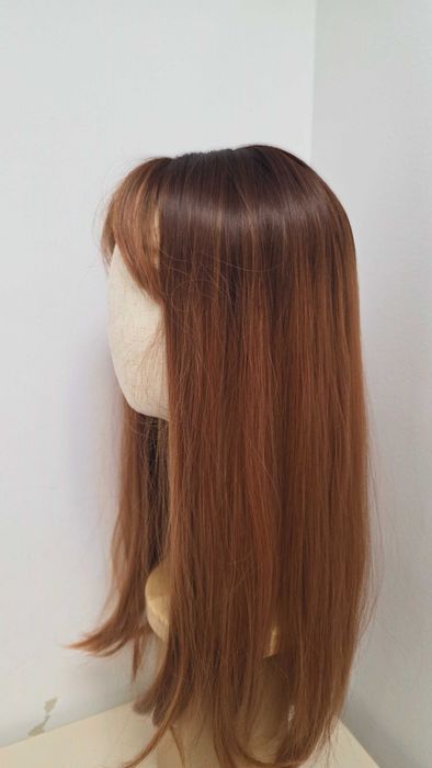 Perucă Haircube lungă dreaptă castaniu arămiu / roșcat – breton lateral