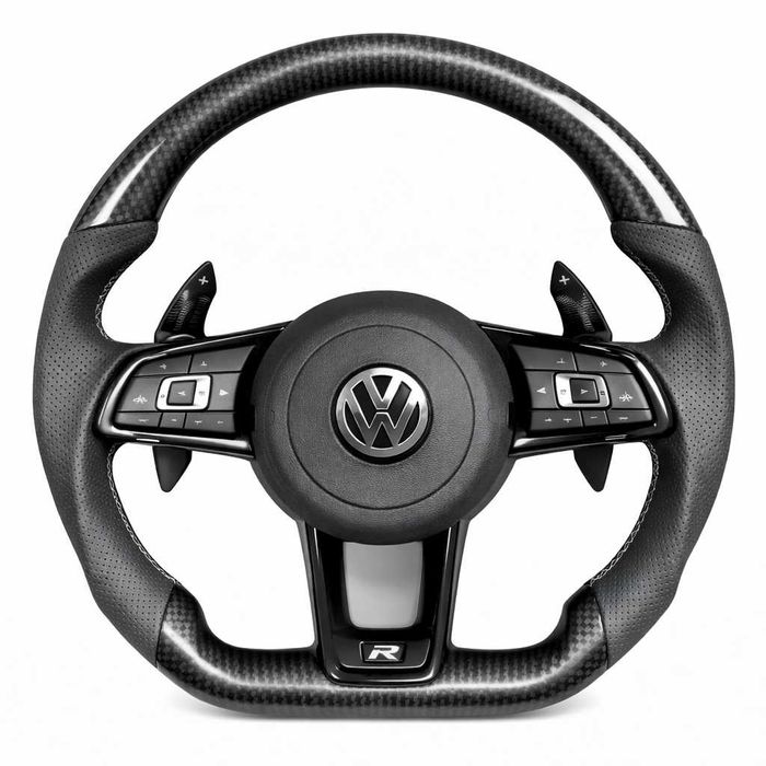 Volkswagen спортен волан – Carbon & Перфорирана кожа