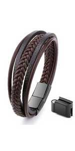 Стилна Мъжка Кафява Кожена Гривна