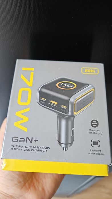 Încărcător auto  Aohi GAN +   Ultra Fast 170W  Charging  Triplă încărc