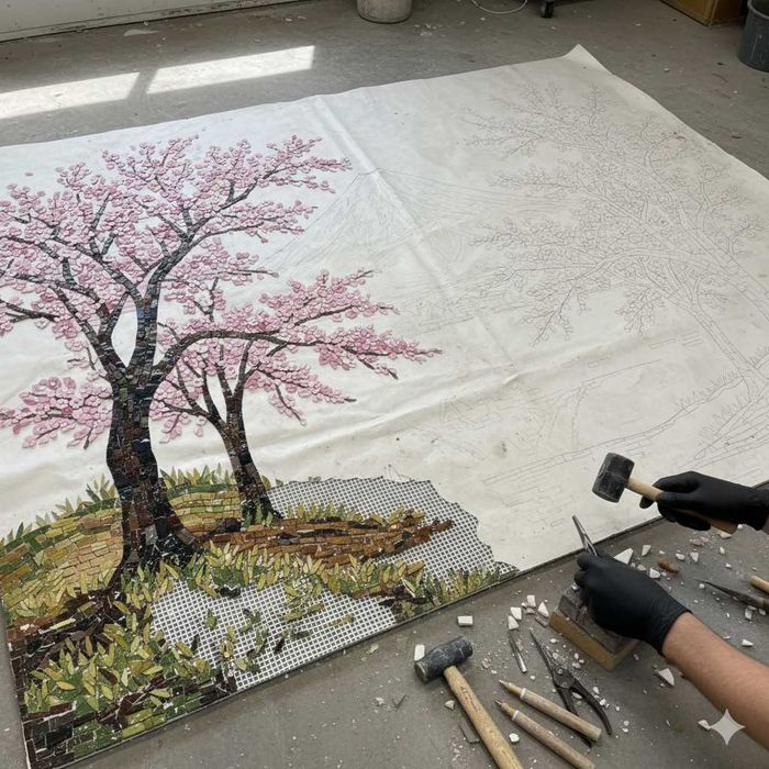 Ръчно направени мозайки от мрамор по поръчка