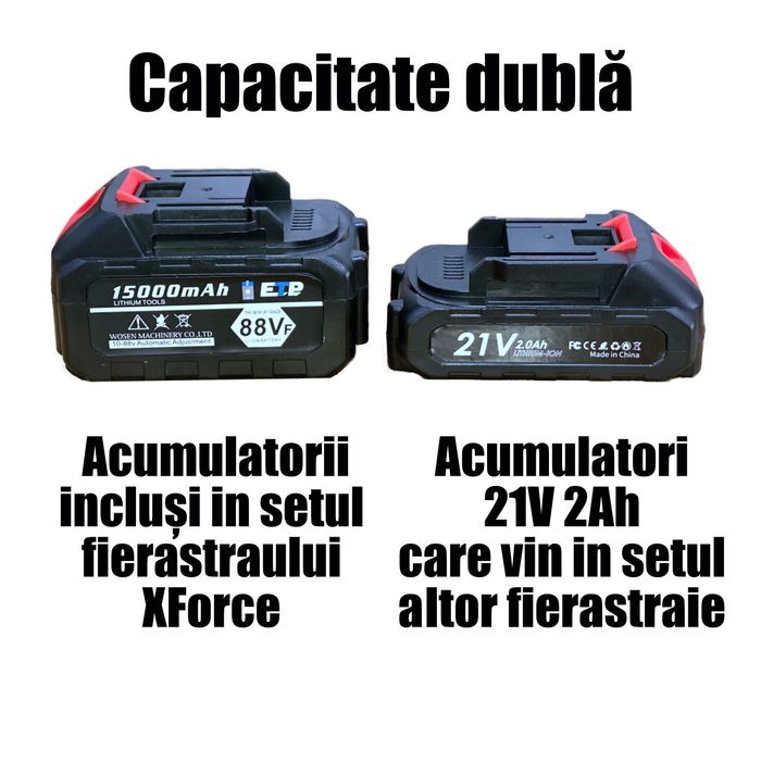 Fierastrau sabie XForce, taie Oase/Metal/Lemn, 2 Baterii 4Ah, 4 panze