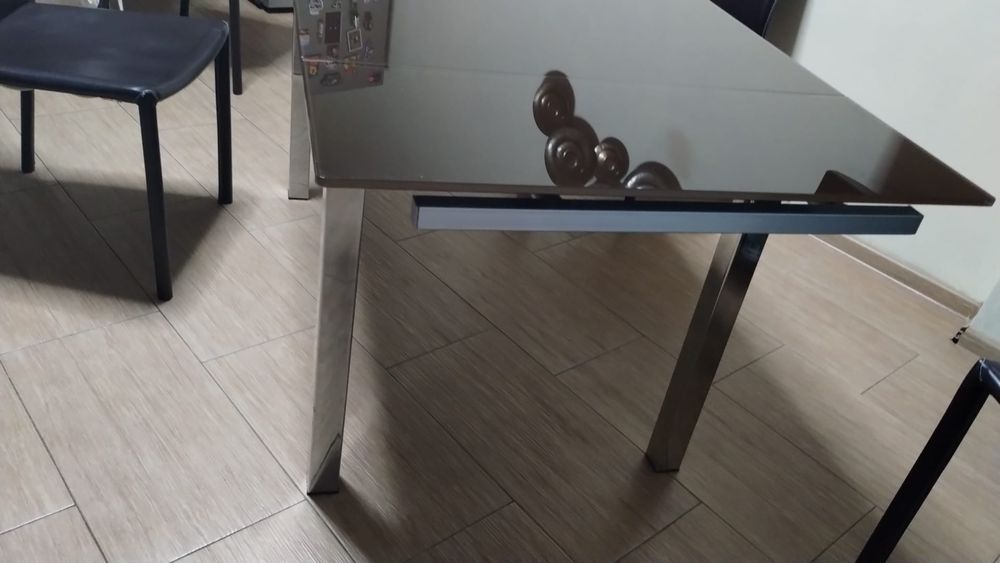 Masă extensibilă din sticlă fumurie 170x92 cm