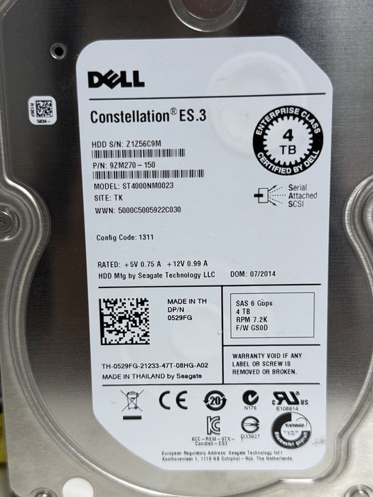 Жесткий диск DELL ES.3 MODEL ST400NM0023 -SAS