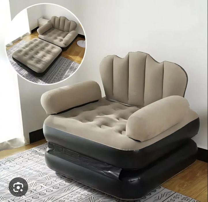 Надувное кресло-кровать трансформер с пуфиком.