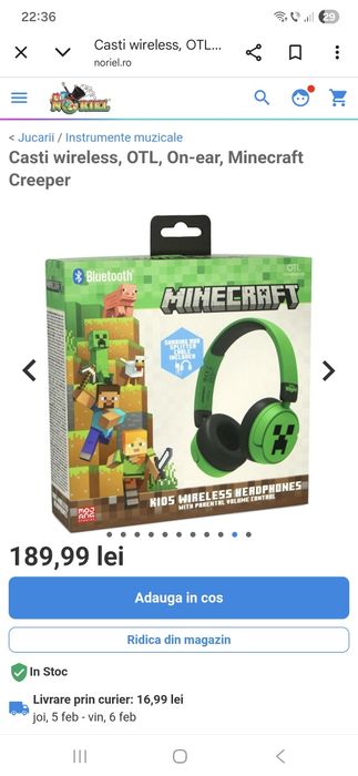 Căști minecraft copii