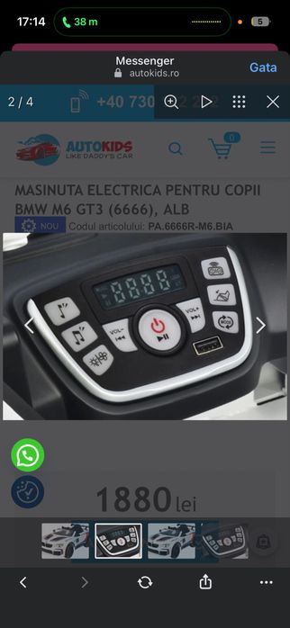 Masinuta electrica  copii Bmw m6 ALB