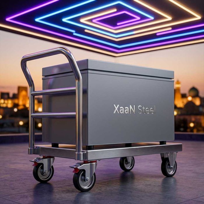 Мобильный Холодильник Ларь на Тележке Нержавейка Nerjaveyka XaaN Steel