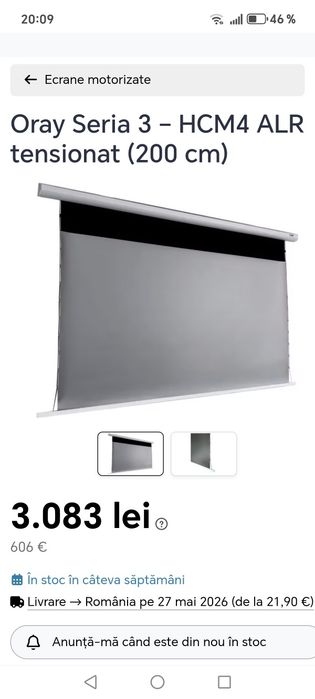 Ecran electric profesional de proiectat(Videoproiector