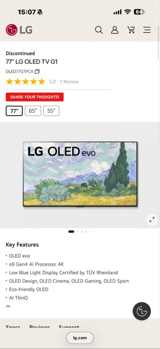 TV LG OLED G 77’’(195cm)