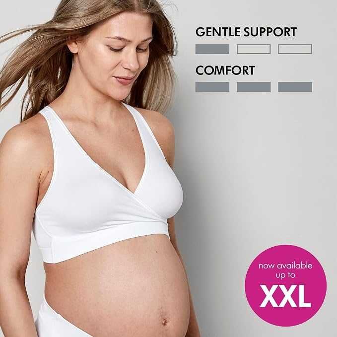 MEDELA Keep Cool Sleep – Безшевен сутиен за бременност и кърмене, бял, размер XL