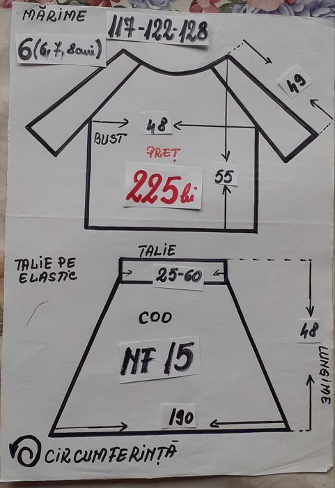 Costum popular pentru copii marimea 6 (6-7-8 ani) 225 lei
