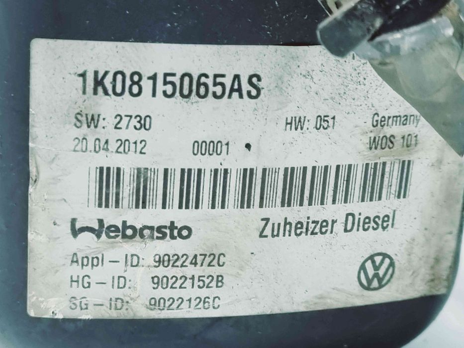 Webasto Volkswagen Golf 6 (5K1) [Fabr 2009-2013] 1K0815065AS