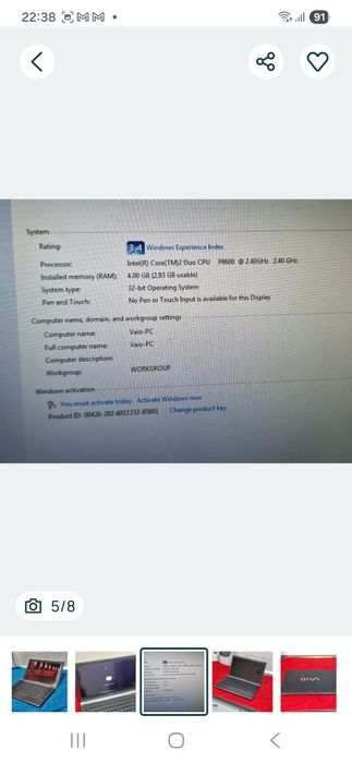 Laptop Sony Vayo cu două pete pe display