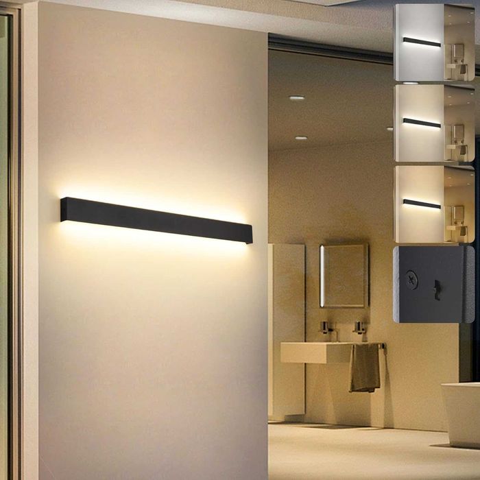 Aplică LED Perete 60cm, Design Modern, Lumină Caldă, Neagră, NOUĂ
