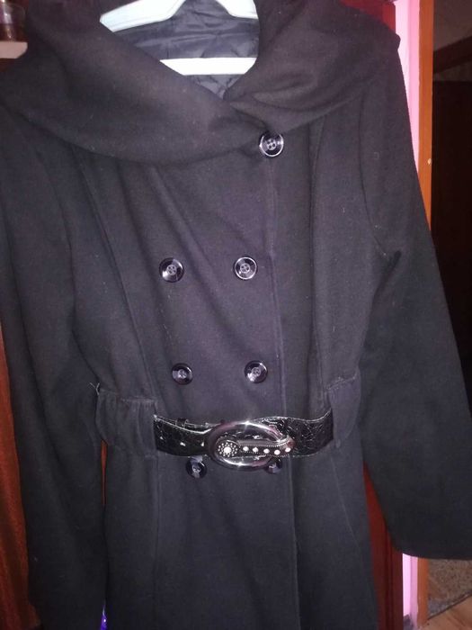 Черно палто с шал яка