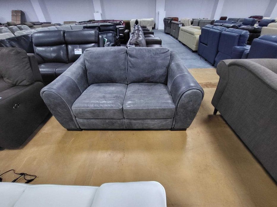 Сив кожен диван двойка "Galeria" - естествена кожа телешки бокс