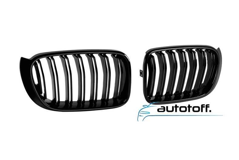 Grile duble iluminate compatibile cu BMW X3 F25 Facelift (14-17) Negru lucios cu LED