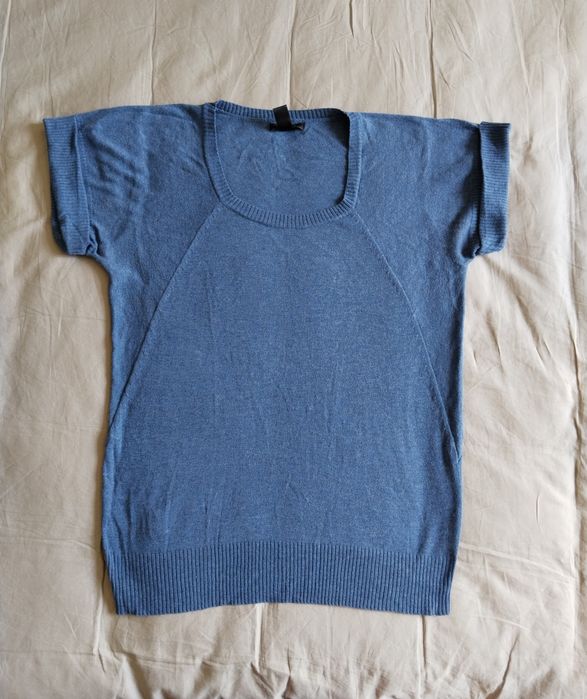 Mango белая юбка блузка в цветочек голубая футболка размер М , Манго