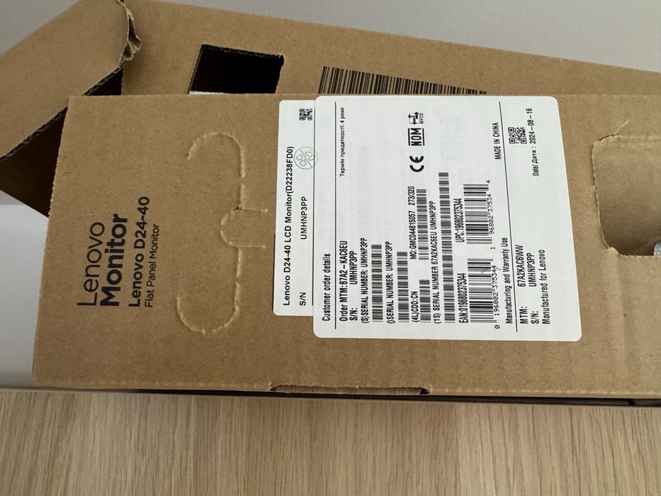 Monitor LED VA Lenovo D24-40, 23.8”, 75hz