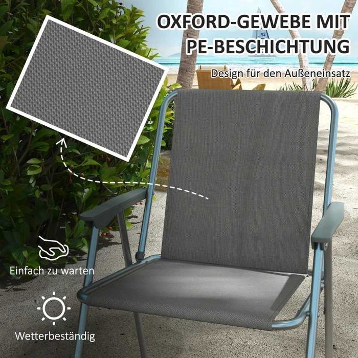 Сгъваеми 4 бр градински стола Outsunny, къмпинг стол, 53 см x 54 см x 76 см