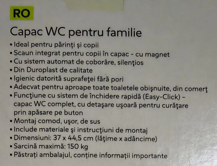 Capac WC pentru Familie nou
