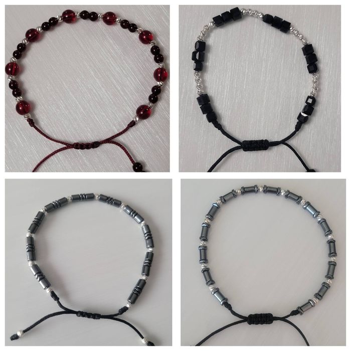 Гривна от конец със сребърни топчета