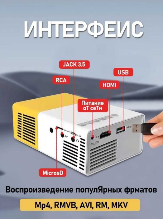 Мини LED проектор YG-300