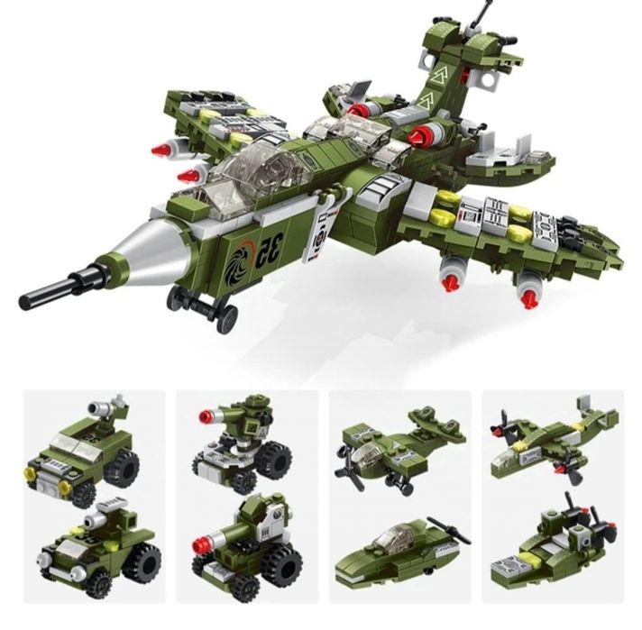 12 в 1 Истребитель Военный танк Кирпичи Строительные блоки игрушки