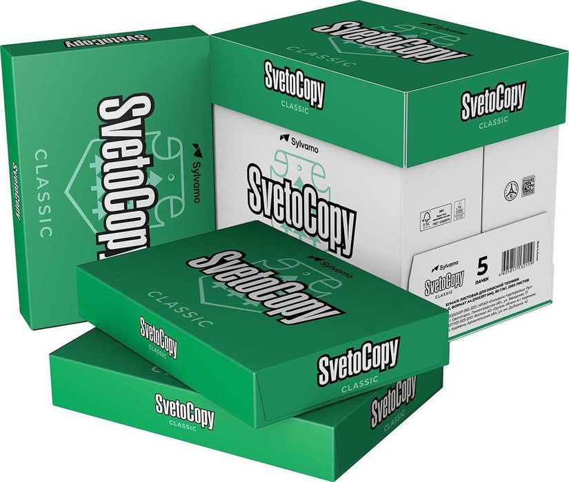Бумага офисная SVETOCOPY, 80 г/м2, 500л, марка С